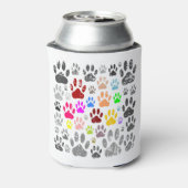 Kleurvolle, vervormde hond schildert afdrukken op blikjeskoeler (Blikje Achterkant)