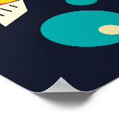 Kleurvolle vis met golven in het zee. Geometrie vo Poster (Hoek)