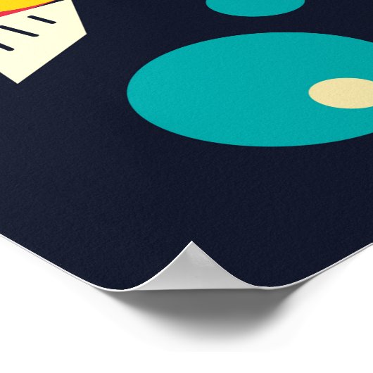 Kleurvolle vis met golven in het zee. Geometrie vo Poster (Hoek)