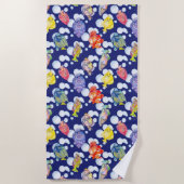 Kleurvolle vis witte belletjes diepblauwe achtergr strandlaken (Voorkant)