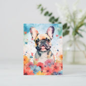 Kleurvolle waterverf kunst van een Franse Bulldog Briefkaart (Staand voorkant)
