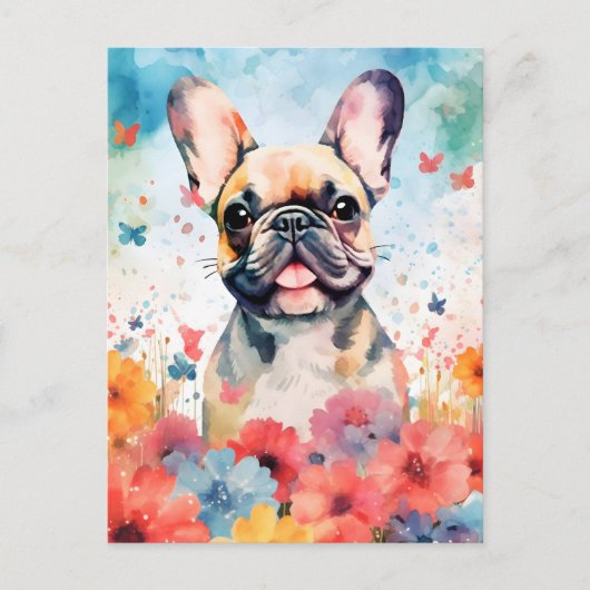 Kleurvolle waterverf kunst van een Franse Bulldog Briefkaart (Voorkant)