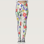 Kleurvolle Waterverf Wilde bloemen papavers Leggin Leggings<br><div class="desc">Unieke leggings met kleurrijke patronen van waterverf geschilderde illustraties van vlinders, bijen, ladybugs en veldbloemen van het Provence-type: lavenders, pansies, poppies en nog veel meer.</div>