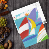 Kleurvolle zeilboten briefkaart