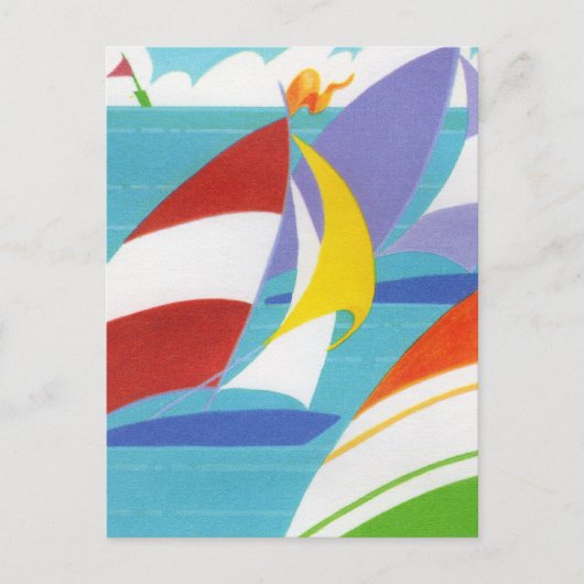 Kleurvolle zeilboten briefkaart (Voorkant)