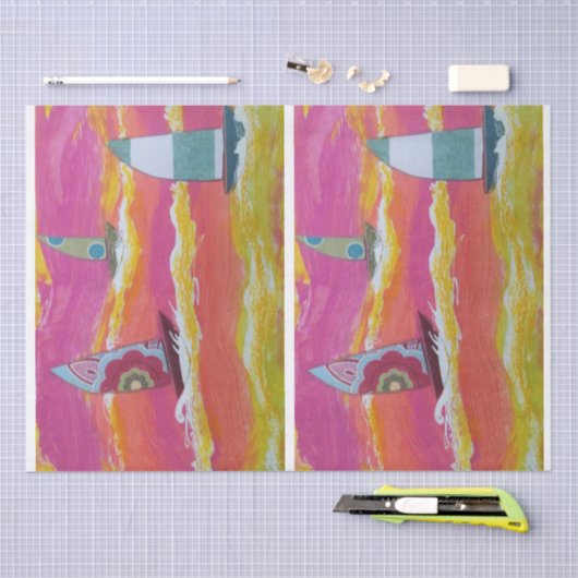 Kleurvolle zeilboten tissuepapier (Craft)