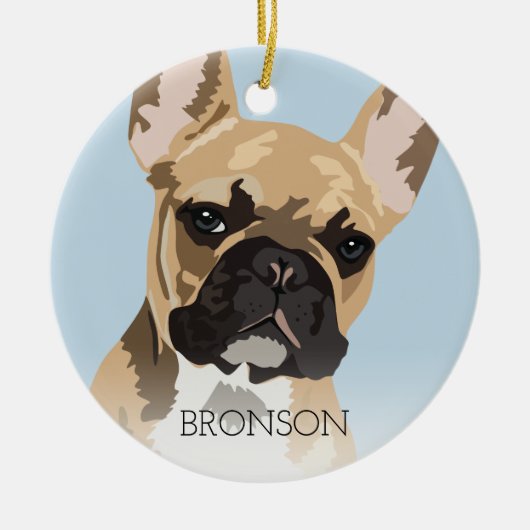 Kleurvos Franse Bulldog Kerstmis Keramisch Ornament (Voorkant)