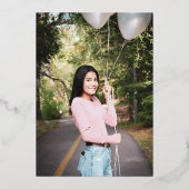 Kleurwasblauw groen Afstudeerder Partij Zilver Folie Uitnodiging (Achterkant)