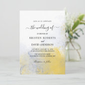 kleurwasgele en blauwe trouwuitnodiging kaart (Staand voorkant)