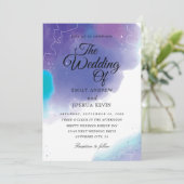 kleurwasprogramma | blauwgroen en paarse trouwuitn kaart (Staand voorkant)