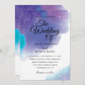 kleurwasprogramma | blauwgroen en paarse trouwuitn kaart (Voorkant / Achterkant)