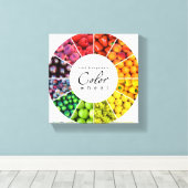 Kleurwiel van groenten en fruit (12 kleuren) canvas afdruk (Insitu (Houten vloer))