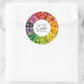 Kleurwiel van groenten en fruit (12 kleuren) ronde sticker (Tas)