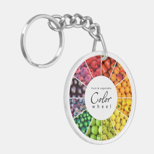 Kleurwiel van groenten en fruit (12 kleuren) sleutelhanger (Voorkant Links)