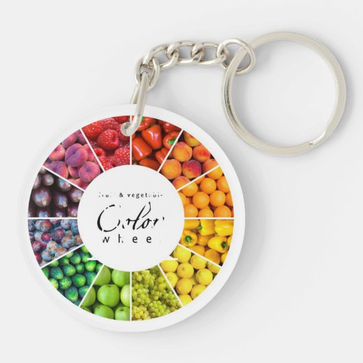 Kleurwiel van groenten en fruit (12 kleuren) sleutelhanger (Achterkant)