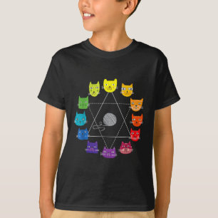 Kleurwiel voor kunstenaars met katten Educatieve k T-shirt