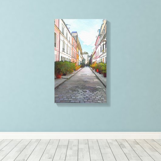 Kleurwoningen in Rue Cremieux - Parijs Canvas Afdruk (Insitu (Houten vloer))
