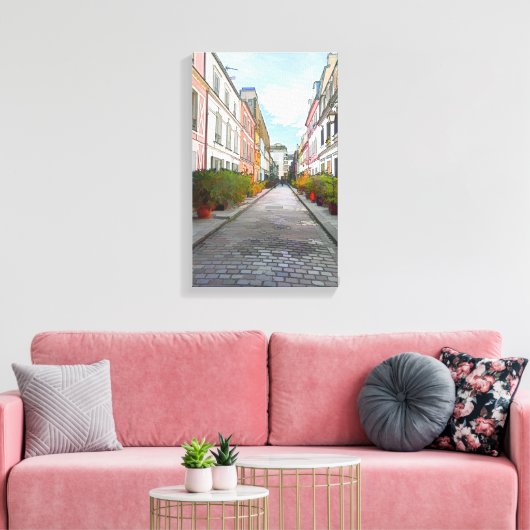 Kleurwoningen in Rue Cremieux - Parijs Canvas Afdruk (Insitu (Woonkamer))