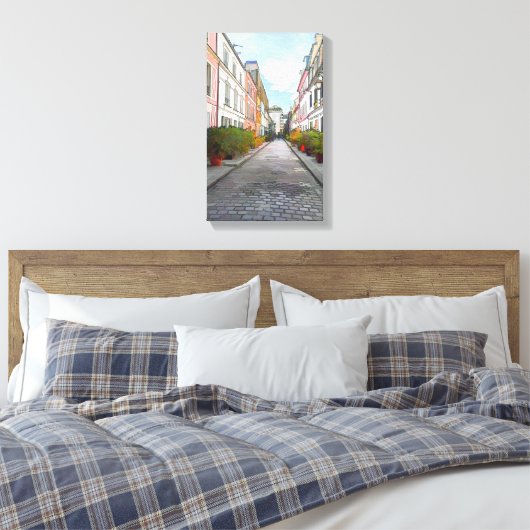 Kleurwoningen in Rue Cremieux - Parijs Canvas Afdruk (Insitu (Slaapkamer))