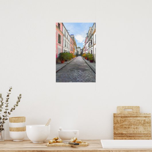 Kleurwoningen in Rue Cremieux - Parijs Poster (Keuken)