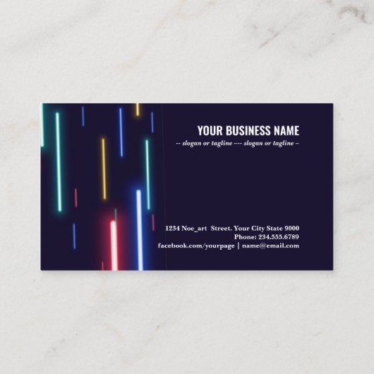 Kleurzame neonsnelheidslichten visitekaartje (Achterkant)