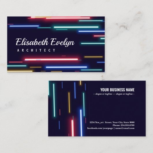 Kleurzame neonsnelheidslichten visitekaartje (Voorkant / Achterkant)