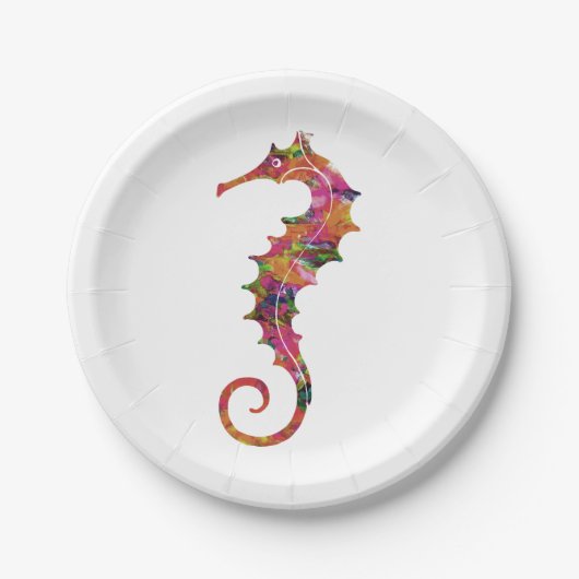 Kleurzeepaardje Papieren Bordje (Voorkant)