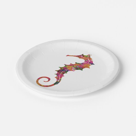 Kleurzeepaardje Papieren Bordje (Gekanteld)