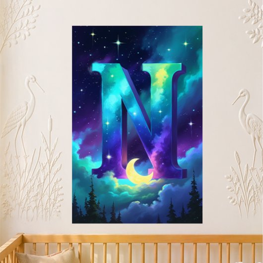 Kleuterbrief N Naam Noorderlicht Maan Perfect Poster
