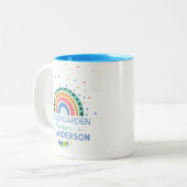 Kleuterjuf gepersonaliseerd kleurrijk tweekleurige koffiemok (Voorkant links)