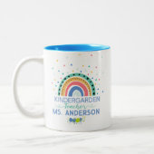 Kleuterjuf gepersonaliseerd kleurrijk tweekleurige koffiemok (Links)