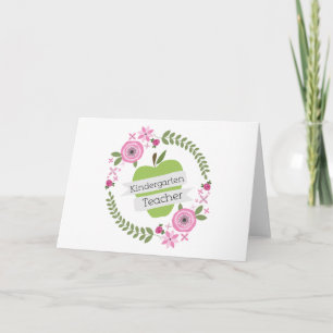 Kleuterjuf Groene Appel Bloemen Krans Feestdagen Kaart