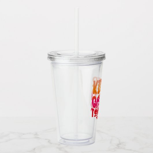 Kleuterjuf Oranje Rood Ombre Tekstontwerp Acryl Drinkbeker (Rechts)