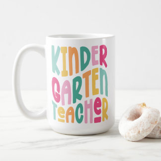Kleuterleerkracht Kleurrijke Tekst Koffiemok