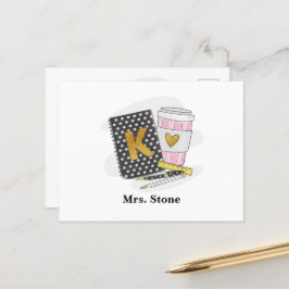 Kleuterleidster Zwarte Notitieboek Koffie Op Maat  Briefkaart