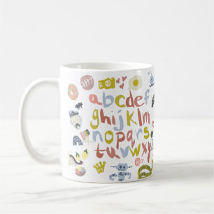 Kleuterleraar Alfabet Doodles Koffiemok