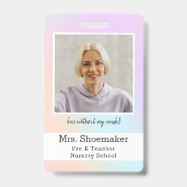 Kleuterleraar foto ID-badge regenboog eenhoorn Badge