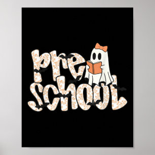Kleuterleraar Halloween Geest Leraar Lezen Poster