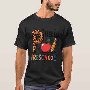 Kleuterleraar Luipaard Potlood Kleuterschool Terug T-shirt