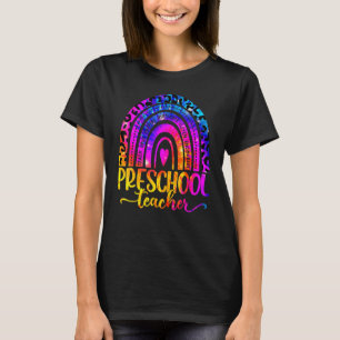 Kleuterleraar Luipaard Tie Dye Regenboog Terug Naa T-shirt