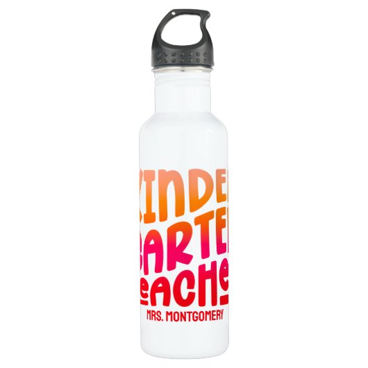 Kleuterleraar Oranje Rood Ombre Waterfles (Voorkant)