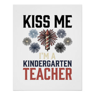 Kleuterleraar Vuurwerk Vintage T-shirt Ontwerp Perfect Poster