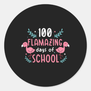 Kleuterschool 100 dagen School Flamingo Leraar K Ronde Sticker