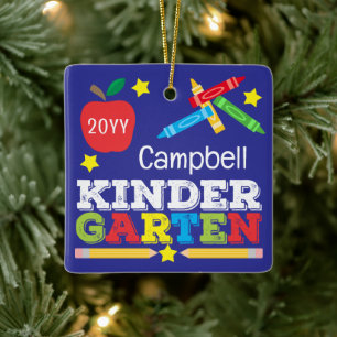 Kleuterschool Aandenken Paarse Kleurrijke Kinderen Keramisch Ornament
