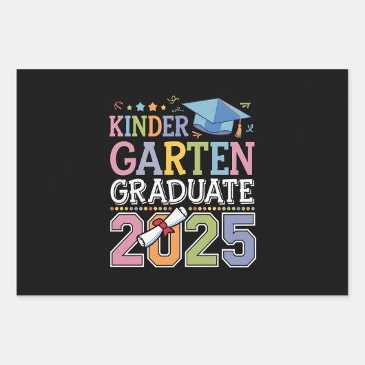 Kleuterschool Afgestudeerd 2025 Diploma Uitreiking Inpakpapier Vel (Voorkant)