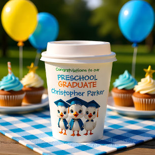Kleuterschool Afgestudeerd Knuffel Ganzen Trio Papieren Bekers