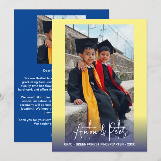 Kleuterschool Afstudeer Aankondiging Fotokaart (Voorkant / Achterkant)