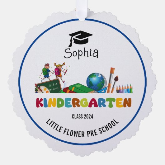 Kleuterschool afstudeerceremonie aangepaste naam ornament kaart (Voorkant)