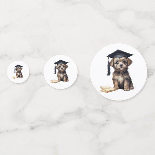 Kleuterschool Afstudeerder Scruffy Puppy Tafel Confetti (Achterkanten)