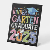 Kleuterschool Afstuderen 2025 Afstuderen School Reclamebord Met Voetstuk (Voorkant)